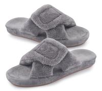 Git-up Zapatillas de Estar por Casa para Mujer Espuma de Memoria con Soporte del arco Gancho y bucle Diabético Amplio Punta abierta Zapatos de Casa Interior Exterior, Arco-Gris 36