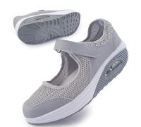 Git-up Zapatos Cómodos para Caminar para Mujeres con Correa Ajustable, Zapatos de Enfermería Casuales de Malla Transpirable Zapatillas Ligeras de Cojín de Aire 699, Gris 36