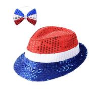 Gitekain 4th of July Costume Hat, July 4th Costume Red White Blue Sequin Hat, Eye-Catching Photography Props, Stage Dancing Clothing for Gathering, Holiday Celebration Wear