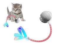 Gitekain Automatic Cat Toy Ball, Rechargeable Interactive Pet Toy, Ball Indoor Cats, Fast Rolling Rotating for Furry Babies, 3.15x2.56x2.17 Inches, Green, Red, Gray