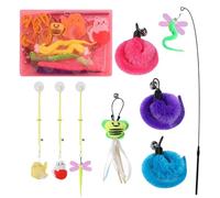 Gitekain Cat Feather Toy, Interactive Retractable Wand with 9X Replacement Teasers, Bell and Catnip, Fun Ejercise Hunting Instinct Game Kittens & Indoor Cats, 13,78 x 5,91 x 1,18 pulgadas