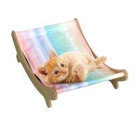 Gitekain Cat Lounge Chair, Elevated Cooling Cat Bed, Wooden Kitten Hammock Lounger for Indoor Outdoor, Scratch Resistant Puppy Sofa Bed, 19.29x12.4x5.91 Inches, Multicolor