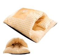 Gitekain Cat Sleeping Bag Bed, Plaid Dog Nest, Enclosed Pet Bed, Thick Pet Mattress, Winter Pet Cave, Cozy Bunny Bed, Small Animal Sleeping Bag, Cat Cave with Pillow, Plush Sleeping Mattress