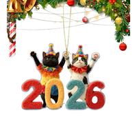 Gitekain Christmas Tree Decorations - 2D Cute Cat 2026 Holiday colgantes, adorable Kitten Ornaments for Tree, Door, Car Mirror, Bedroom and Mantel, Festive Decorative Cat for Pet Lovers