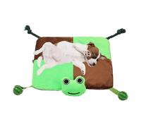 Gitekain Dog Play Mat, Entertain Carpet with Squeaky Toys, Interactive Treat Game Boredom Relief Feeding Mat, Light Red, Blue, and Green, Size: 18.5x18.5 Inches, Ideal for Puppies Playtime