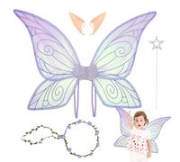 Gitekain Fairy Wings Set, Butterfly Costume Wing, Lightweight Role Play Props, Colorful Dress Up Accessories for Girls Halloween Cosplay Wedding Party Christmas Holiday, 64x43cm