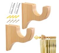 Gitekain - Ganchos para barra de cortinas, 2 piezas, soporte de madera para hardware de ventana, soporte para barra de cortinas, para techo, ducha, armario, cuarto de baño, dormitorio