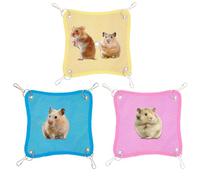 Gitekain Hamster Hammock, 3 Pack Ferret Mesh Cooling Hammocks, Quick Drying Breathable Cage Beds for Small Pets Like Hamsters Squirrels Chinchillas Guinea Pigs Summer, 16x15cm