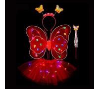 Gitekain Juego de disfraces de princesa de hadas - Conjunto de traje de hada para niña con alas de mariposa | Little Fairy Princess Dress Up Juego de rol de disfraces luminosos LED para niñas