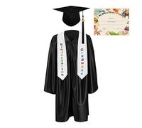 Gitekain Kindergarten Graduation Hat Gown, Toddler Graduations Set, 2025 Graduate Photo Suit, Lightweight Transpirable Fabric, Adjustable Cap, Aged 5-13 Years, Ideal para School, Black