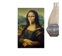 Gitekain Póster de Mona Lisa - Divertida obra de arte de parodia vintage, impresión humorística que sostiene la nariz, arte de pared de memes de baño, decoración de broma de baño, gráfico de estilo