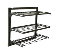 Gitekain Power Tool Storage Rack, Wall-Mounted 3-Layer Organizer, Heavy Duty Metal Shelf, Garage Organization System for Screwdrivers, Garden Tools, Workshop, 1880g, Black Color