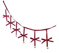 Gitekain Red Christmas Velvet Bows - 6.56 Feet Pre-Tied Hanging Ornaments for Mantel, Staircase with Vintage Festive Look, Holiday Decor for Bedroom, Entryway, Office, Door, Seasonal Gift