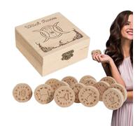 Gitekain Runes Set Wood, Norse Runes Adivinación Set, Grabado Wooden Stones for Beginners and Experienced Users, Meditation and Spiritual Guidance, 3,9 x 0,8 cm with Decorative Box