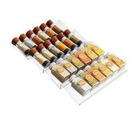 Gitekain Seasoning Rack, Expandable Organizer, Drawer Storage Tray, Multi Tiered Cooking Condiment Holder for Apartment, Cabinet, Rental House, Restaurant, Pantry Use, Polystyrene White