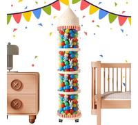 Gitekain Stuffed Animal Storage Tube, Transparent Doll Organizer, Dustproof Aesthetic Design, Castle-Inspired Container, Toy Storage for Bedroom, Nursery, or Playroom, 50x11.81 inches