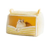 Gitekain Winter Cat Bed, Plegable Dog Bed, Windproof Pet Bed, Comfortable Yellow Pet Bed, Cold Weather Sleeping Bed, Cat and Dog Bed, Cozy Sleeping Bed for Pets, Portable Pet Bed