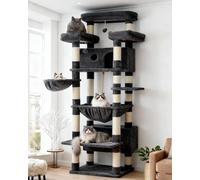 Gitelsnour Árbol para Gatos de Interior Grande, Torre de 74 Pulgadas con 3 Plataformas Grandes, 2 cestas, 2 condominios, Postes rascadores de Varios Niveles, Gris Ahumado