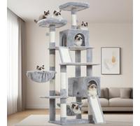 Gitelsnour Árbol para gatos, torre para gatos de interior de 180 cm, torre de árbol para gatos de interior, torre de árbol para gatos de varios niveles con 2 tablas para rascar/postes, 2 perchas de