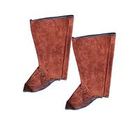 Gitohoni 1 Par de Protector de Zapato de Soldadura para Pie Cubre Zapato de Protección Manguito de Pierna para Soldador Cuero Vacuno Doble Capa Ajuste, marrón