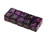 Gitohoni 10 Piezas Dados Seis Caras Juegos Mesa Plástico Juegos Matemáticos Dados 16mm Adecuado para Niños Adultos Aula Hogar, Púrpura + Negro