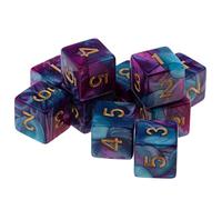 Gitohoni 10 Piezas Dados Seis Caras Juegos Mesa Plástico Juegos Matemáticos Dados 16mm Adecuado para Niños Adultos Aula Hogar, Púrpura + Azul