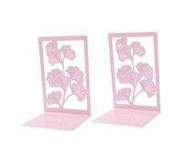 Gitohoni 2 Piezas Ginkgo Leaf Soporte de Libros Organizador Metálico Sujetalibros Estante Decorativo Y Almacenamiento Adecuado para Regalo Escritorio Y Espacio, Rosa