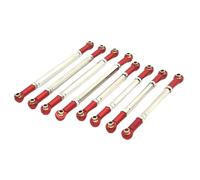 Gitohoni 8 Piezas RC Chassis Link Rod Varillas Metálicas Accesorio de Enlace del Chasis Barra de Dirección Ajustable para Servomotor Recambio para Camión, Rojo