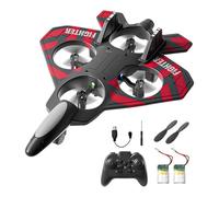 Gitohoni Avión de Control Remoto Aeronave de Batalla Planeador para Niños Juguete Exterior con Estructura Flexible Adecuado para Principiante, Rojo con 2 Pilas