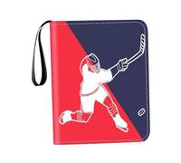 Gitohoni Carpeta Coleccionista para Tarjetas de Hockey Álbum Archivador con Soportes de 3 Anillas Metálicas Fundas Doble Cara Y Cubierta PU Adecuado para Inter, Rojo Azul