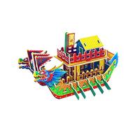 Gitohoni Dragon Boat 3D Puzzle Kits Maqueta Barco Dragón Rompecabezas Papel Autoconstrucción Manualidades Educativas Decoración Escritorio Adecuado para Fiesta, Bote de dragón Doble