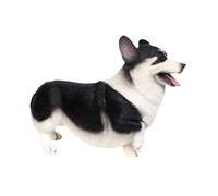 Gitohoni Estatua de Perro Corgi Mini Figura de Perro Cachorro Coleccionable Muñeco Didáctico Artesanía en PP Duradera Adecuado para Coche Oficina Hogar Restaur, Negro