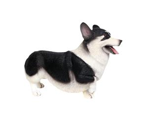 Gitohoni Estatua de Perro Corgi Mini Figura de Perro Cachorro Coleccionable Muñeco Didáctico Artesanía en PP Duradera Adecuado para Coche Oficina Hogar Restaur, Negro
