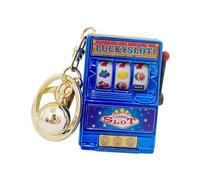 Gitohoni Fruit Machine Llavero Mini Máquina Tragamonedas Colgante Arcade Juguete Charm Portátil con Rodillo Giratorio Y Diseño Divertido Adecuado para Regalos, Azul