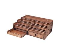Gitohoni Organizador de Pintura con Sostenedor de Pinceles Estante de Madera con Amplio Cajón para Suministros Creativos Adecuado para Profesionales Taller Man, 50 Agujeros
