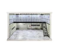 Gitohoni Parking Lot Edificio de Estacionamiento para Carros a Escala con Dos Niveles Y Luces LED en PVC Y Acrílico para Colecciones Adecuado para Mesa Regalo, Escalera Derecha Gris