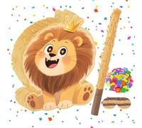 Gitohoni Piñata de León 3D Kit Fiesta Incluye Varilla Máscara Ojos Confeti Hecho de Papel PVC Suministros para Fiestas de Niños Shower Decoración Escolar