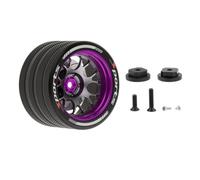 Gitohoni Volante de Dirección para Coche RC Rueda Neumático Accesorio con Disco de Freno Simulado Metal E Impacto Estable Peso Ligero Montaje Sencillo, Violeta