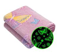 Gitrat Manta Que Brilla en la Oscuridad, para niños y niñas, Manta cálida y Suave para sofá, Cama, Juguetes para niñas, Mantas de Mariposa para Adolescentes y Nietos, cumpleaños, 50 x 60