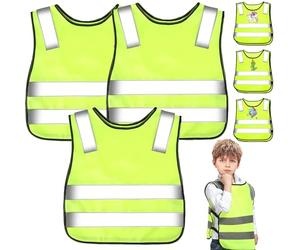 Giubbotto di Sicurezza per Bambini,2/3 pcs Gilet catarifrangente per bambini (3-12 Anni), 360° Gilet Alta Visibilita per Corsa, Ciclismo, Escursionismo -Universale per Bambino e Bambina(3 pcs)