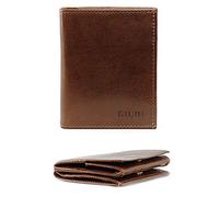 Giudi ® Cartera para hombre, minicartera de Viena, de piel auténtica, formato vertical, marrón, Minimalista
