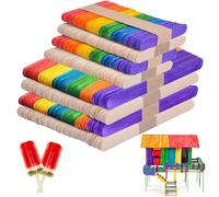 Giugio 400 varillas de madera, palitos de hielo de madera, tallos de hielo de madera para manualidades, coloridos palitos de hielo naturales, palillos de madera, espátulas de madera, espátulas de