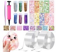 Giugio Set de 38 piezas de cinta nano burbuja, set de cinta adhesiva de doble cara para manualidades DIY, cinta para hacer pompas, cinta acolchada inflable, cinta nano adhesiva sin marcas con pegatina
