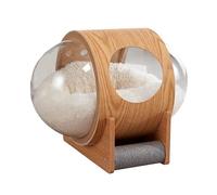GIUK Monty's - Cama cápsula espacial de madera para gatos, postes rascadores y ropa de cama ultrasuave, individual, color marrón