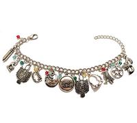 Giulyscreations Pulsera de Metal Sin Níquel The Vampire Diaries - Stefan Damon Salvatore Elena Gilbert Anillo Solar Serie TV Fantasy Pop Cosplay, 20 cm, Zinc Cristal