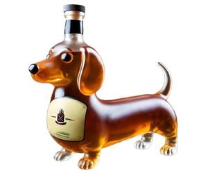 Giuneuow Botella de Whisky con Forma de Perro Salchicha, Vaso de Vidrio con Forma de Perro Salchicha Esculpido en 3D, Botella de Vino Tinto, Frasco de Licor Reutilizable, Cristalería D