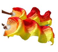 GIUPLOKID Belly Dance Long Velos de Ventilador de Seda Real, Abanico for Danza del Vientre velos Reales Hechos a Mano 2 Piezas Multicolor Varios tamaños(Deep Purple)