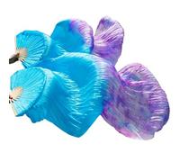 GIUPLOKID Belly Dance Long Velos de Ventilador de Seda Real, Velos de Abanico for Danza del Vientre 180x90cm Multicolor 2 Piezas(Deep Purple)