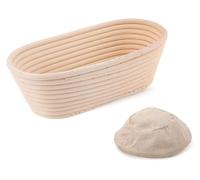 GIUPLOKID Cestas de prueba de acidez, Tamaños múltiples del Baguette redondo oval color de madera la cesta prueba pan rota natural(Oval 35X15X7cm)