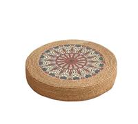 GIUPLOKID Cojín de Paja Tatami, Cojín de Paja for Asiento, Estera meditación, Multicolor, diámetro 50-70cm x 10cm(Dark Red Star Wheel,Diameter 70cmX10cm)